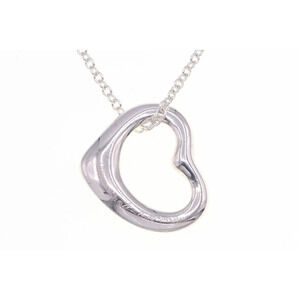 Tiffany Co Elsa Peretti Open Heart Necklace Sterling Silver Pendant Choker